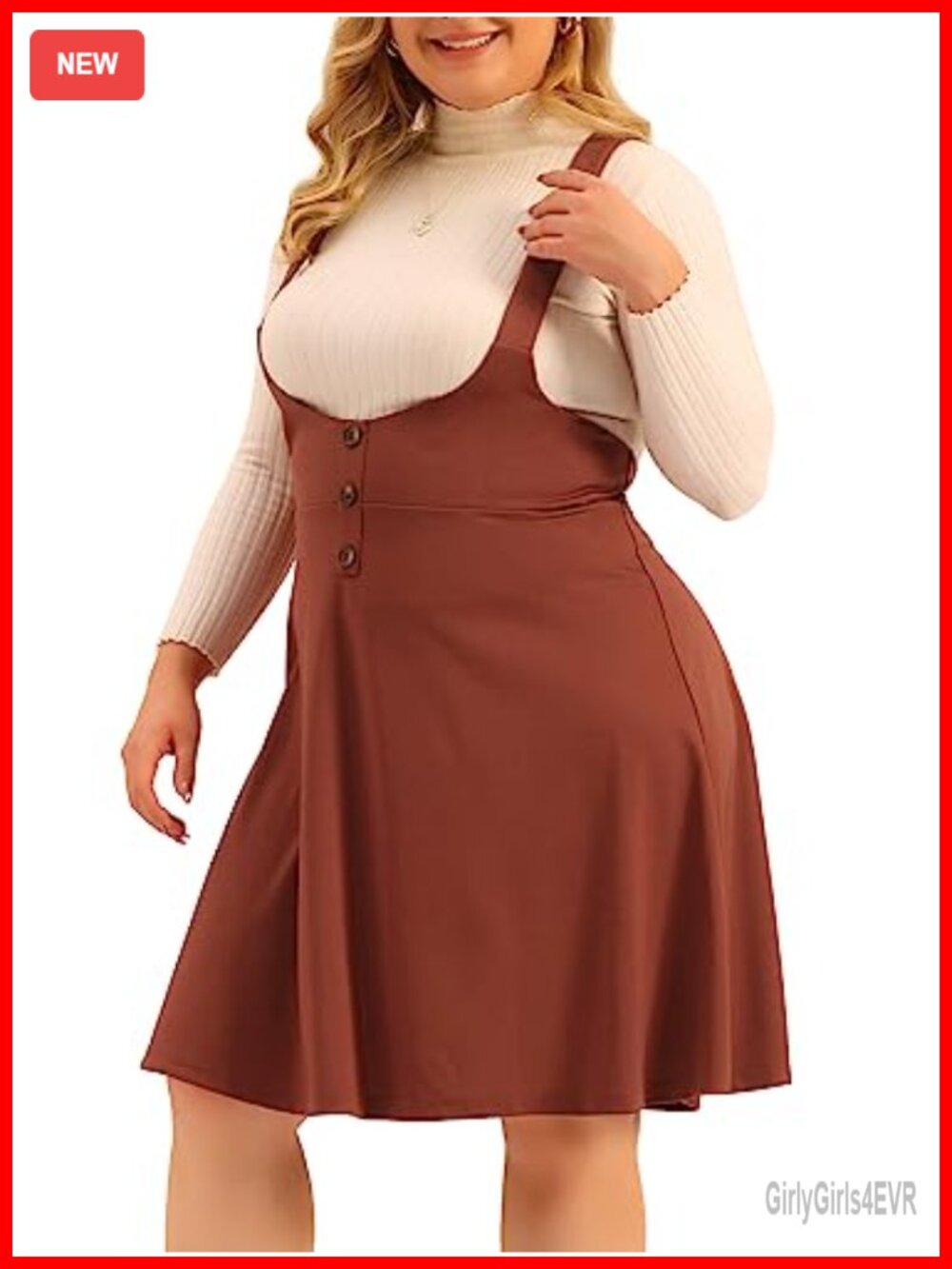 Plus Size High Waist A-Line Suspender Skirt Detachable Straps Casual